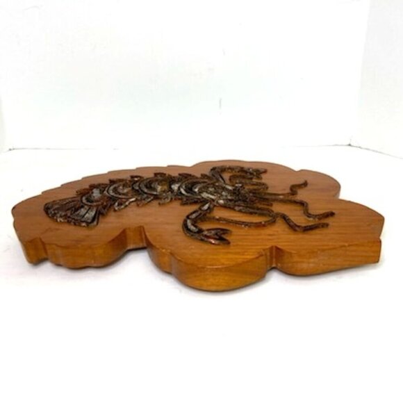 Vintage Metal Lobster on Wooden Block Printing Block Wall Art Decorative - Picture 4 of 6